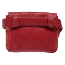 CHANEL Bicolore Waist bag Lamb Skin Red Gold CC Auth 138285-3