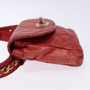 CHANEL Bicolore Waist bag Lamb Skin Red Gold CC Auth 138285-5