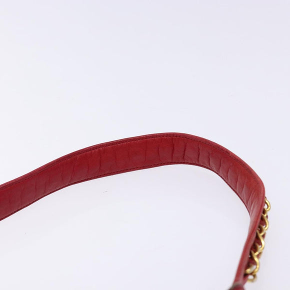 CHANEL Bicolore Waist bag Lamb Skin Red Gold CC Auth 138285