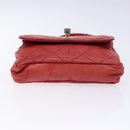 CHANEL Bicolore Waist bag Lamb Skin Red Gold CC Auth 138285-9