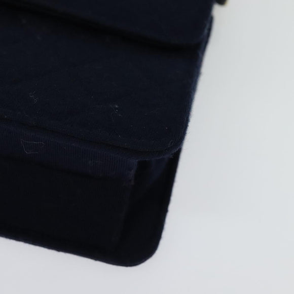 CHANEL Matelasse Chain Shoulder Bag Cotton Navy Gold CC Auth 138286