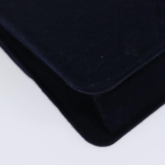 CHANEL Matelasse Chain Shoulder Bag Cotton Navy Gold CC Auth 138286