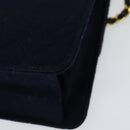 CHANEL Matelasse Chain Shoulder Bag Cotton Navy Gold CC Auth 138286-18