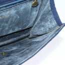 CHANEL Matelasse Chain Shoulder Bag Cotton Navy Gold CC Auth 138286-21