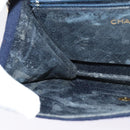 CHANEL Matelasse Chain Shoulder Bag Cotton Navy Gold CC Auth 138286-22