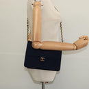 CHANEL Matelasse Chain Shoulder Bag Cotton Navy Gold CC Auth 138286-23