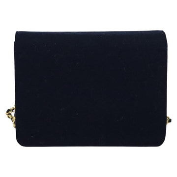 CHANEL Matelasse Chain Shoulder Bag Cotton Navy Gold CC Auth 138286 - 0