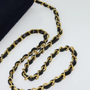 CHANEL Matelasse Chain Shoulder Bag Cotton Navy Gold CC Auth 138286-7