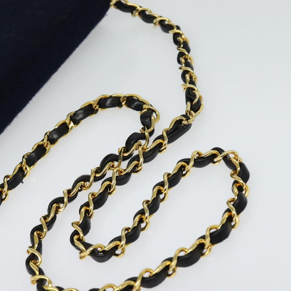 CHANEL Matelasse Chain Shoulder Bag Cotton Navy Gold CC Auth 138286