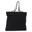 Salvatore Ferragamo Vala Chain Shoulder Bag Canvas Black Gold Auth 138299-1