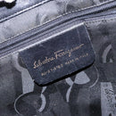 Salvatore Ferragamo Vala Chain Shoulder Bag Canvas Black Gold Auth 138299-12