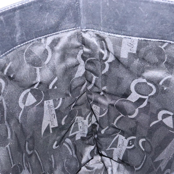 Salvatore Ferragamo Vala Chain Shoulder Bag Canvas Black Gold Auth 138299