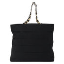 Salvatore Ferragamo Vala Chain Shoulder Bag Canvas Black Gold Auth 138299-13