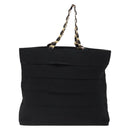 Salvatore Ferragamo Vala Chain Shoulder Bag Canvas Black Gold Auth 138299-2