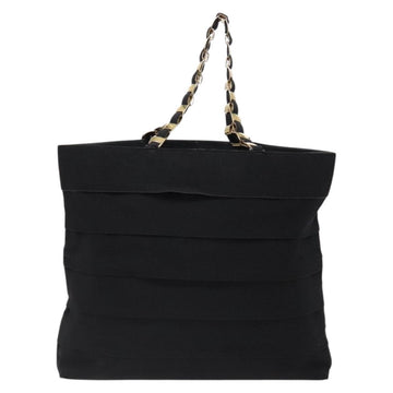 Salvatore Ferragamo Vala Chain Shoulder Bag Canvas Black Gold Auth 138299 - 0