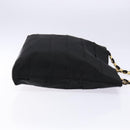 Salvatore Ferragamo Vala Chain Shoulder Bag Canvas Black Gold Auth 138299-3