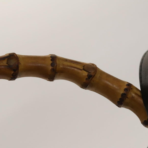 GUCCI Bamboo Shoulder Bag Leather 2way Black Gold 001 1781 1577 Auth 138302