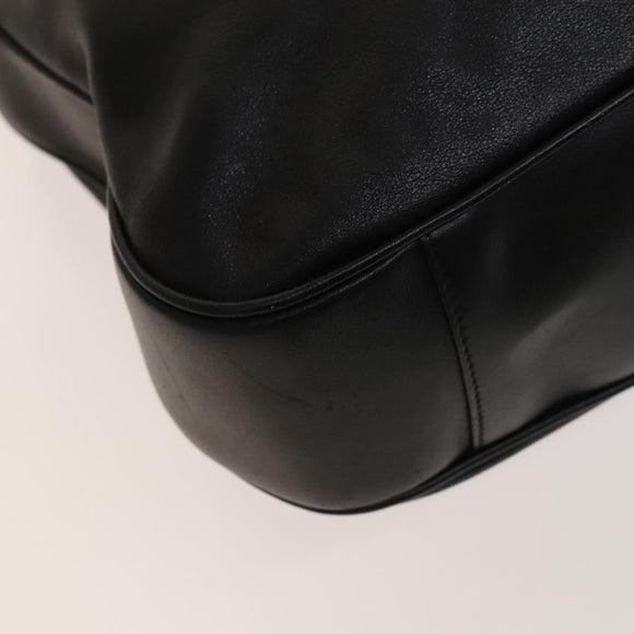 GUCCI Bamboo Shoulder Bag Leather 2way Black Gold 001 1781 1577 Auth 138302