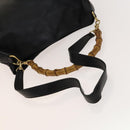 GUCCI Bamboo Shoulder Bag Leather 2way Black Gold 001 1781 1577 Auth 138302-7