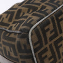 FENDI Zucca Canvas Vanity Pouch Brown Black gold Auth 138304-14