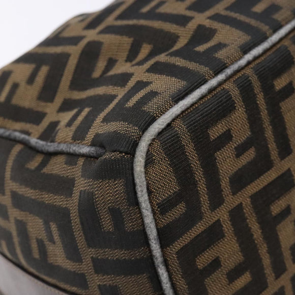FENDI Zucca Canvas Vanity Pouch Brown Black gold Auth 138304