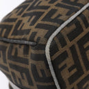 FENDI Zucca Canvas Vanity Pouch Brown Black gold Auth 138304-16