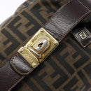 FENDI Zucca Canvas Vanity Pouch Brown Black gold Auth 138304-17