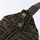 FENDI Zucca Canvas Vanity Pouch Brown Black gold Auth 138304-18