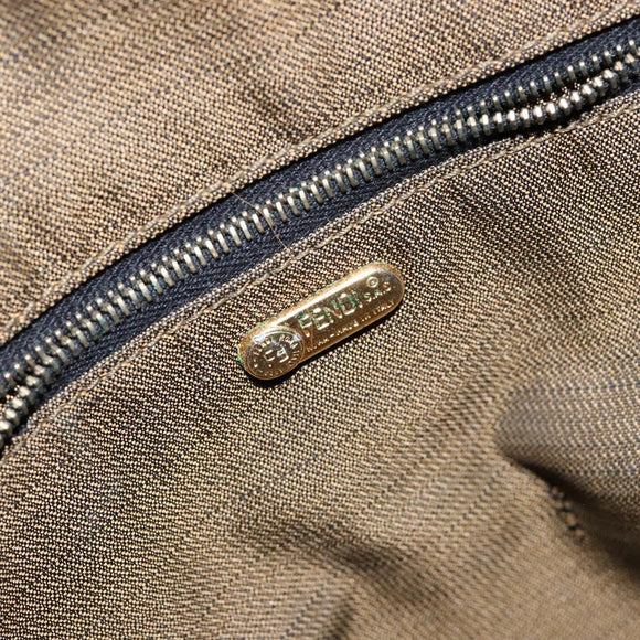 FENDI Zucca Canvas Vanity Pouch Brown Black gold Auth 138304