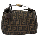 FENDI Zucca Canvas Vanity Pouch Brown Black gold Auth 138304-13