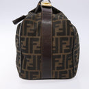 FENDI Zucca Canvas Vanity Pouch Brown Black gold Auth 138304-3