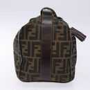 FENDI Zucca Canvas Vanity Pouch Brown Black gold Auth 138304-4