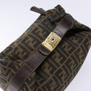 FENDI Zucca Canvas Vanity Pouch Brown Black gold Auth 138304-6