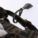 FENDI Zucca Canvas Vanity Pouch Brown Black gold Auth 138304-7