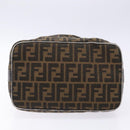 FENDI Zucca Canvas Vanity Pouch Brown Black gold Auth 138304-5