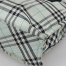 BURBERRY Nova Check Blue Label Hand Bag Nylon Light Blue Silver Auth 138310-14