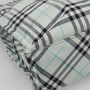 BURBERRY Nova Check Blue Label Hand Bag Nylon Light Blue Silver Auth 138310-15