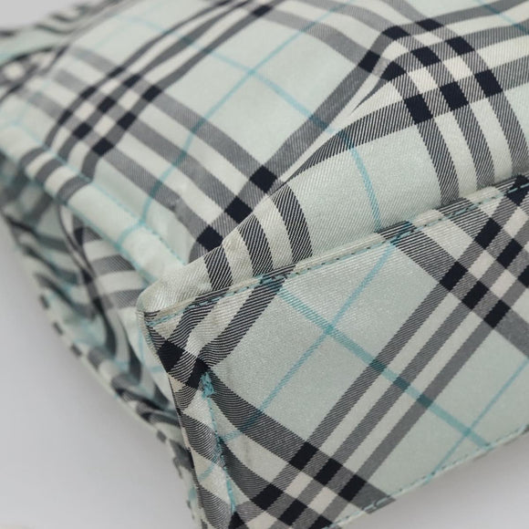 BURBERRY Nova Check Blue Label Hand Bag Nylon Light Blue Silver Auth 138310