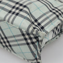 BURBERRY Nova Check Blue Label Hand Bag Nylon Light Blue Silver Auth 138310-16