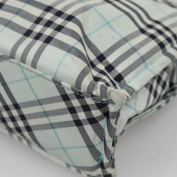 BURBERRY Nova Check Blue Label Hand Bag Nylon Light Blue Silver Auth 138310