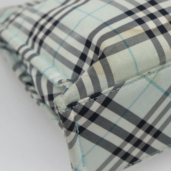 BURBERRY Nova Check Blue Label Hand Bag Nylon Light Blue Silver Auth 138310