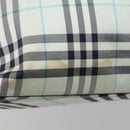 BURBERRY Nova Check Blue Label Hand Bag Nylon Light Blue Silver Auth 138310-9