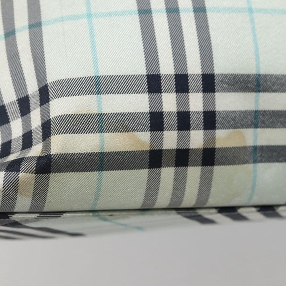 BURBERRY Nova Check Blue Label Hand Bag Nylon Light Blue Silver Auth 138310