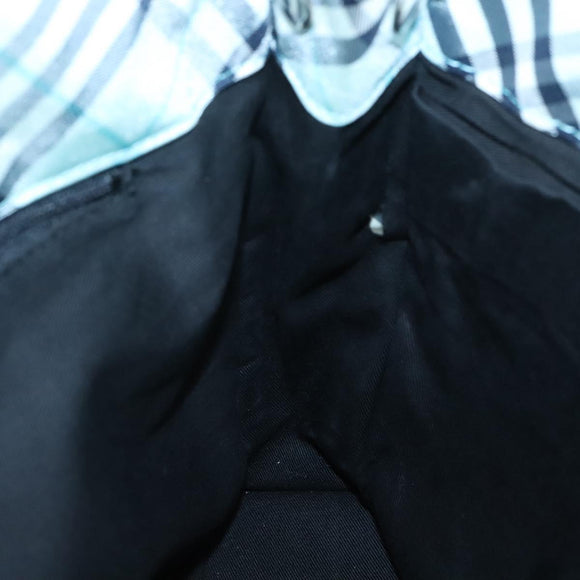 BURBERRY Nova Check Blue Label Hand Bag Nylon Light Blue Silver Auth 138310