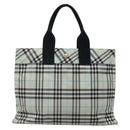 BURBERRY Nova Check Blue Label Hand Bag Nylon Light Blue Silver Auth 138310-13