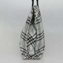 BURBERRY Nova Check Blue Label Hand Bag Nylon Light Blue Silver Auth 138310-3