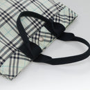 BURBERRY Nova Check Blue Label Hand Bag Nylon Light Blue Silver Auth 138310-6