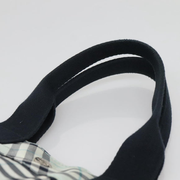 BURBERRY Nova Check Blue Label Hand Bag Nylon Light Blue Silver Auth 138310