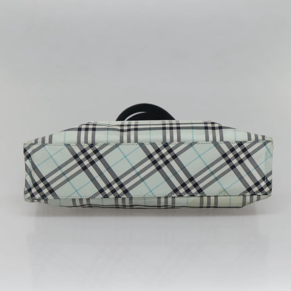BURBERRY Nova Check Blue Label Hand Bag Nylon Light Blue Silver Auth 138310