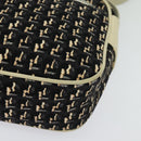 CHANEL Shoulder Bag Canvas Black Silver CC Auth 138320-11